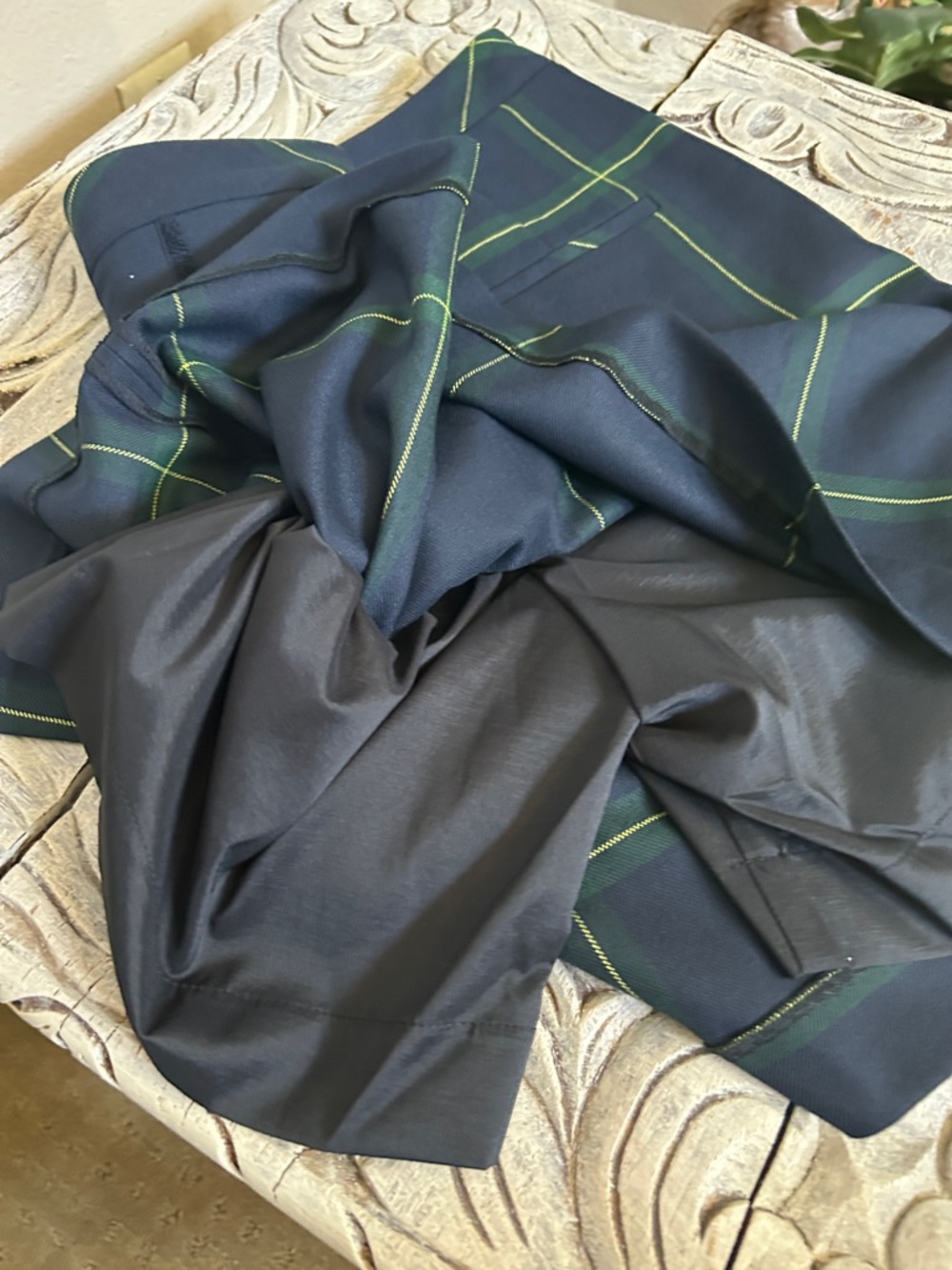 Golfino Women's Navy and Green Plaid Mini Skirt - Picture 9 of 13